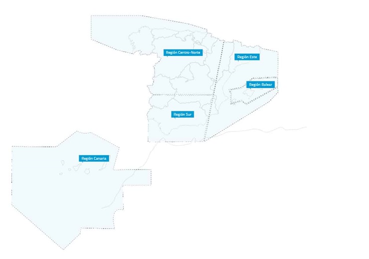 Así se dividen las regiones aéreas en España Imagen Enaire