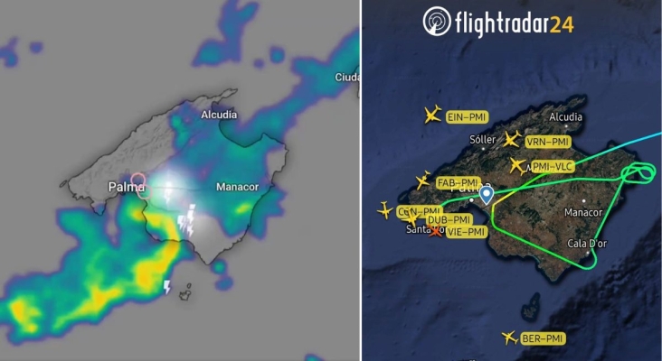 Veinte minutos sin aterrizajes en el aeropuerto de Mallorca durante la mañana de este lunes