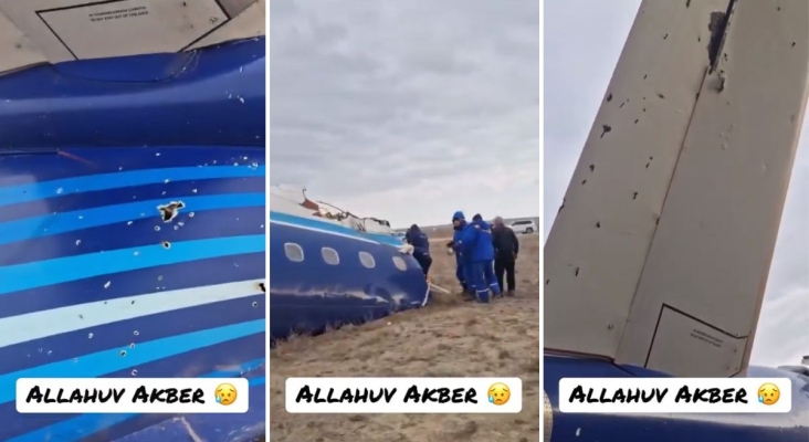 Acusan a Rusia de derribar con un misil el Embraer de Azerbaijan Airlines estrellado en Kazajistán | Foto: Capturas del vídeo de un pasajero