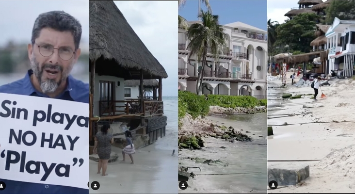 Activistas luchan contra "el deterioro de Playa del Carmen (México)" por la invasión de la playa con construcciones