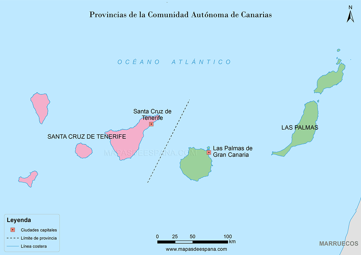 Карта Тенерифе ла Пальма