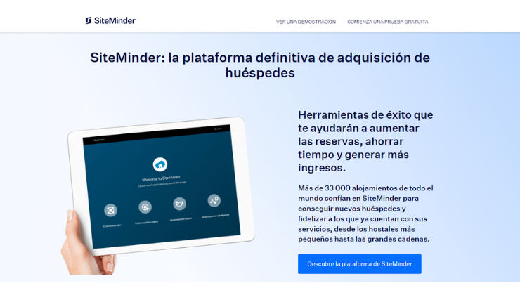 Captura de la Web de SiteMinder