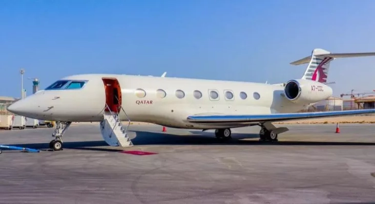 Jet privado de Qatar Executive como el que utilizó el séquito de la familia real catarí para viajar a Menorca | Foto: QE 