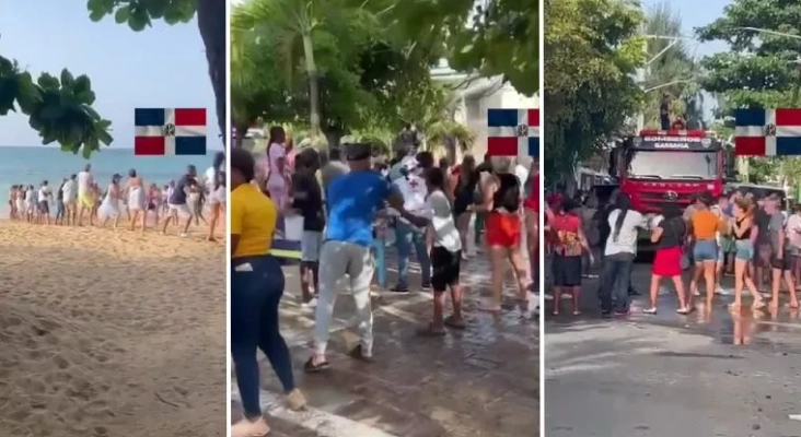 Cadena humana de turistas, esencial para extinguir un incendio en la provincia de Samaná (R. Dominicana)