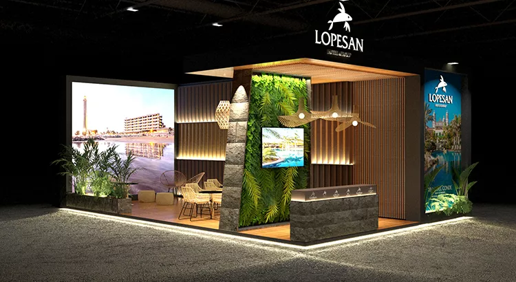 Infografía del estand de Lopesan Hotel Group en la World Travel Market F2023 | Foto: LHG