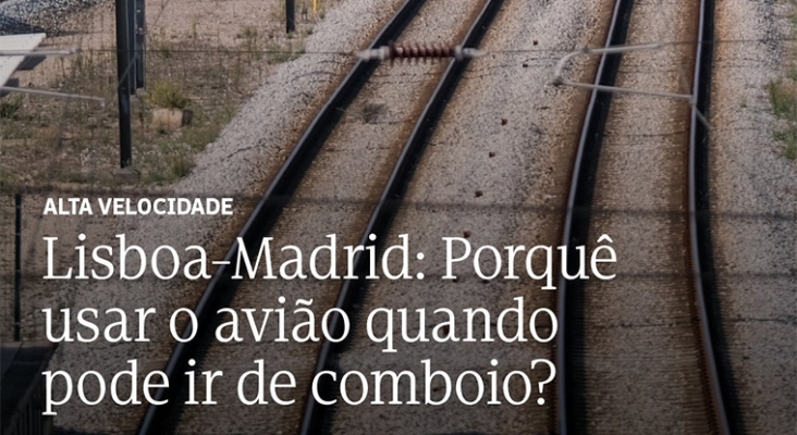 Cartel publicado por el Gobierno de Portugal en X con el mensaje: "¿Por qué usar el avión cuando puedes ir en tren?"