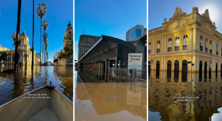 Tres semanas después de las inundaciones, el casco histórico de Porto Alegre sigue bajo el agua | Foto: Capturas de @rafabravog vía Instagram