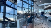 Diferentes momentos tras el desprendimiento del falso techo en el Aeropuerto de Valencia