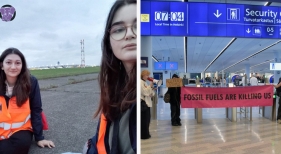 Activistas en el aeropuerto de Colonia Bonn  Fotos Letzte Generation